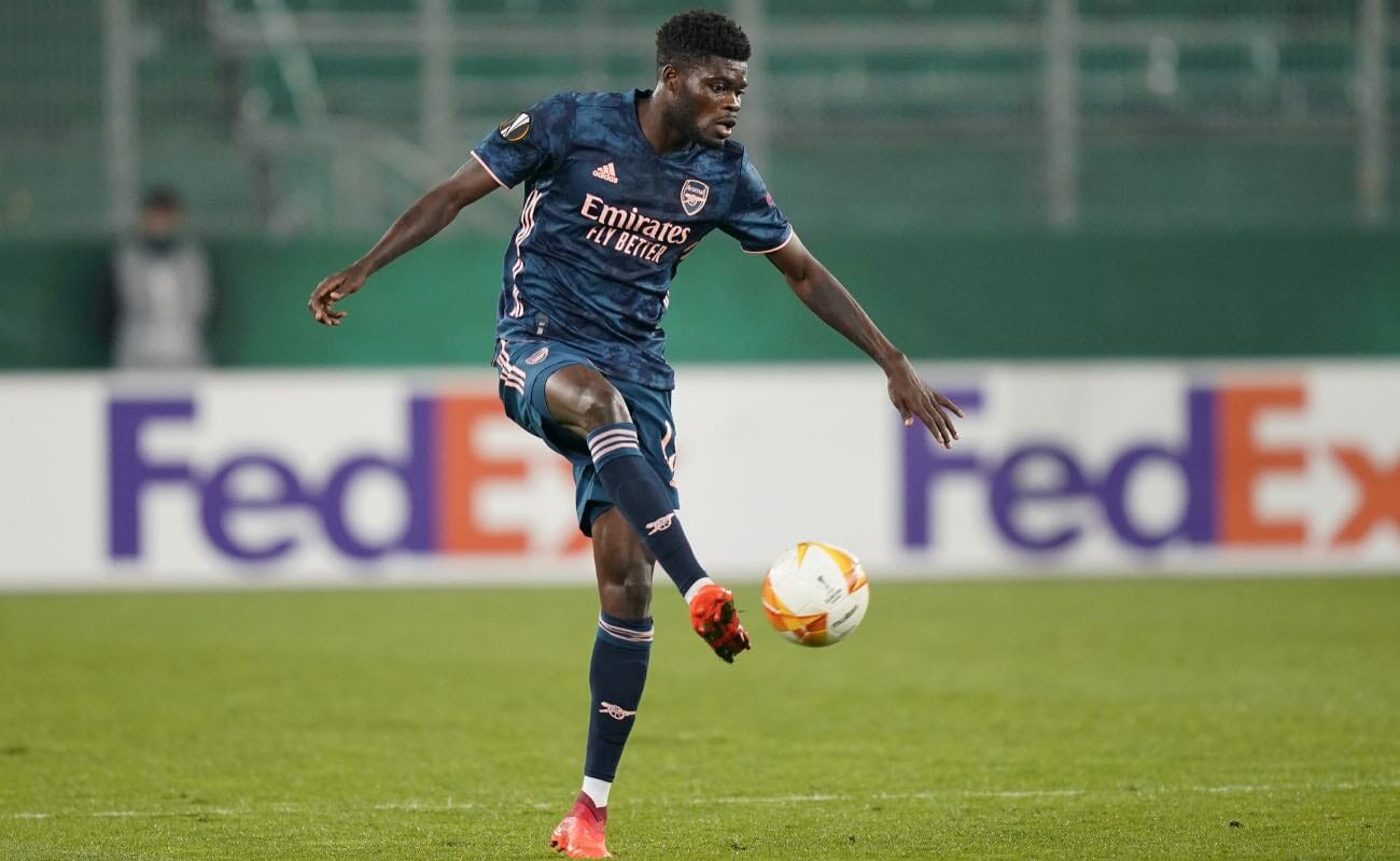 Thomas Partey of Arsenal during the UEFA Europa League at Allianz Stadion October 2020. Photo by Chris Hofer/Getty Images.