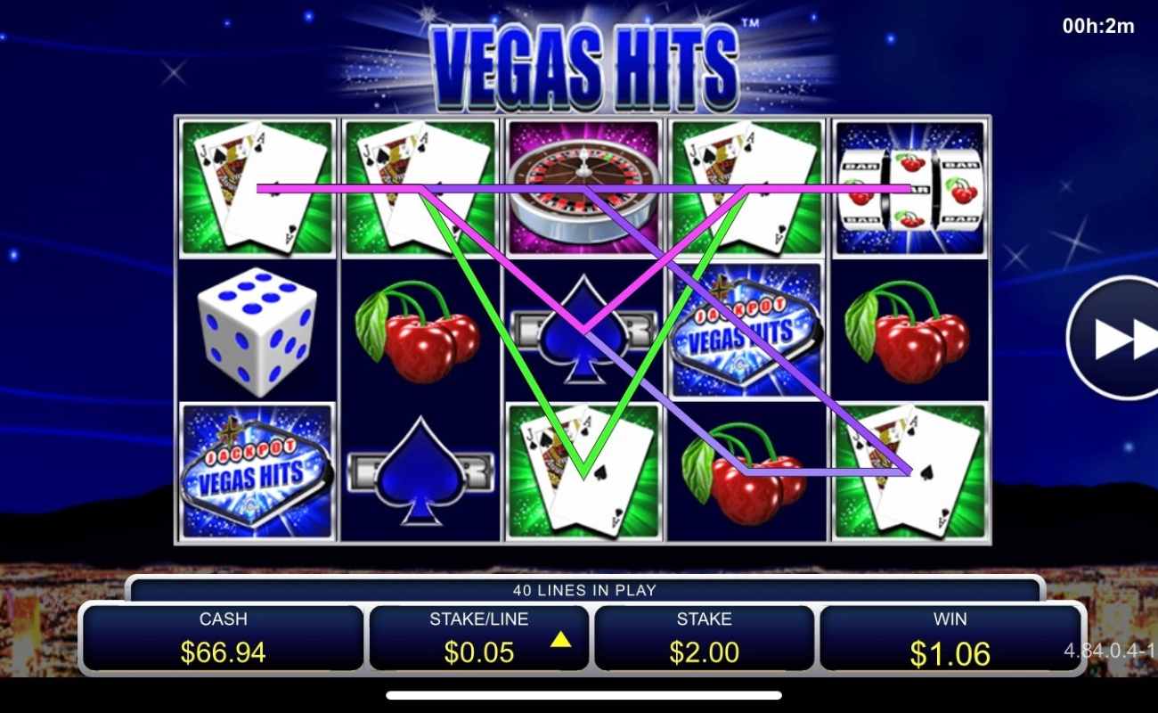 Screenshot of Vegas Hits online slots casino game win