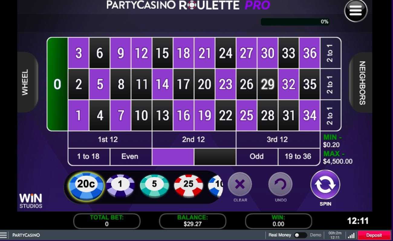 American roulette screenshot with purple background