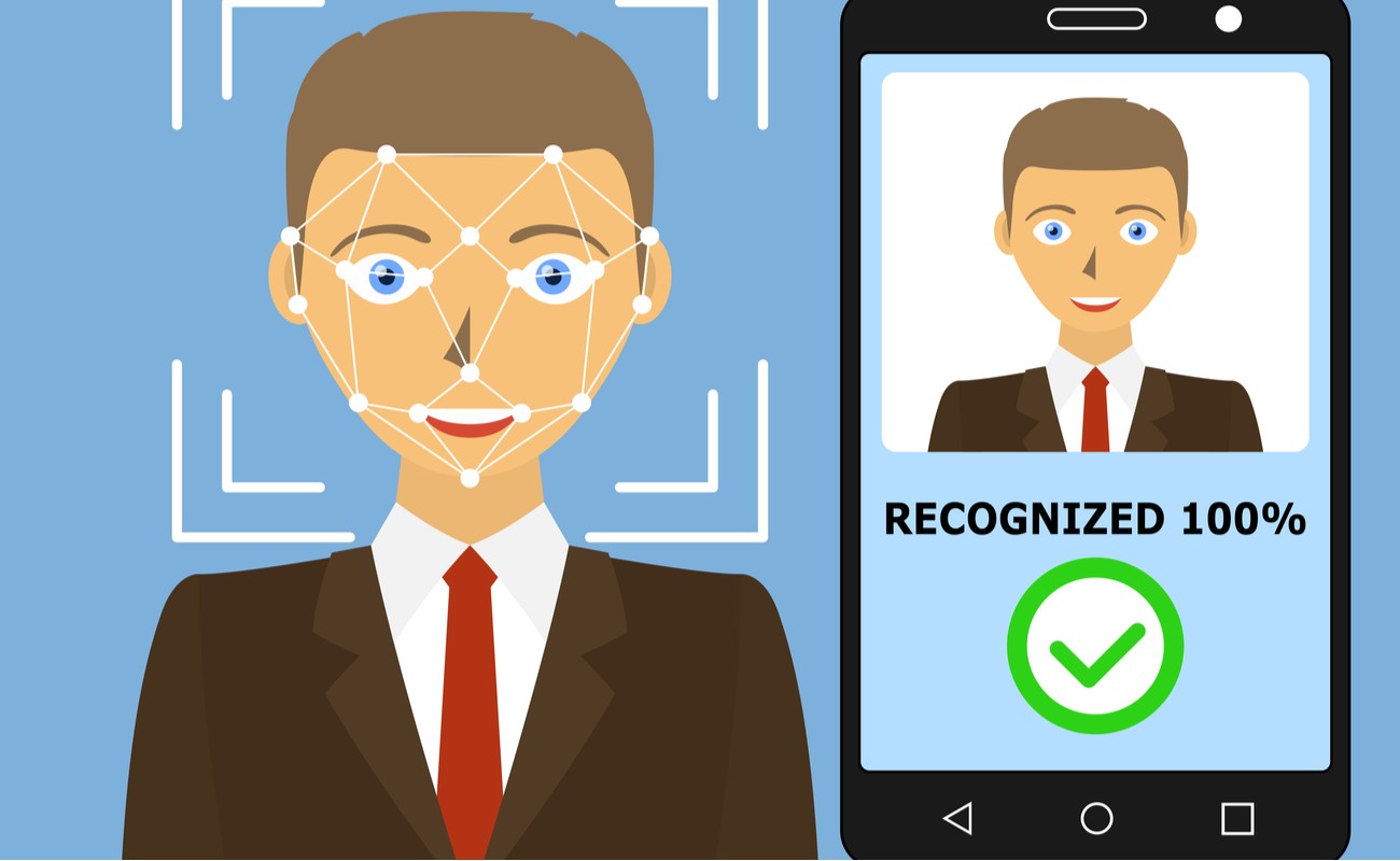 Vector illustration of Mobile app for facial recognition