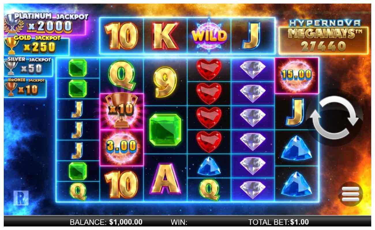 Hypernova Megaways online slot casino game by NYX