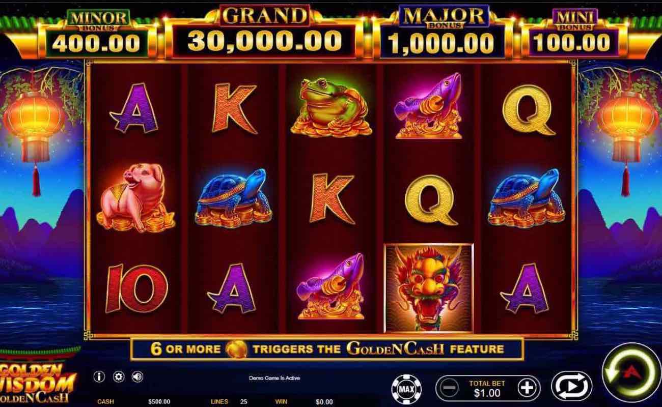 Golden Wisdom online slot casino game by Ainsworth