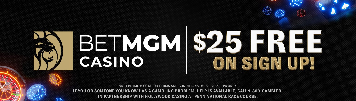 BetMGM Casino logo and a sign up offer on a dark background