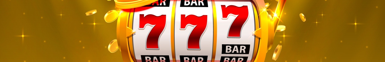 A Slots Bar with 777 in the Reels and a Gold Background