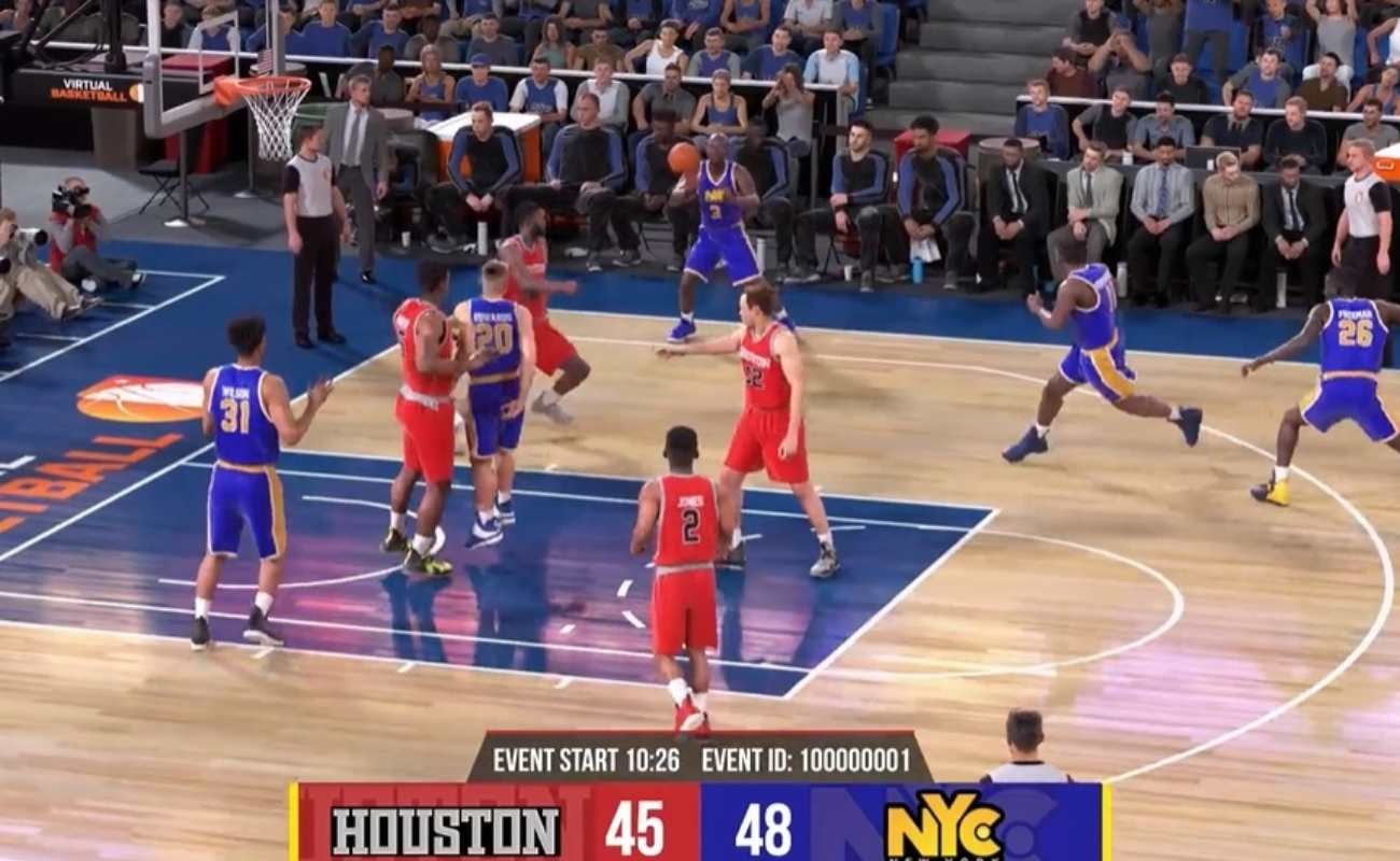 Screenshot of a Virtual Basketball game by Virtual Inspired.