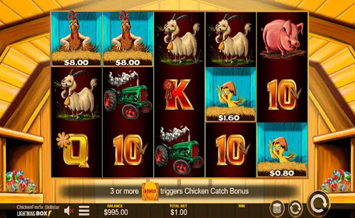 Screenshot of the reels in Chicken Fox 5x Skillstar, an online slot by Lightning Box.