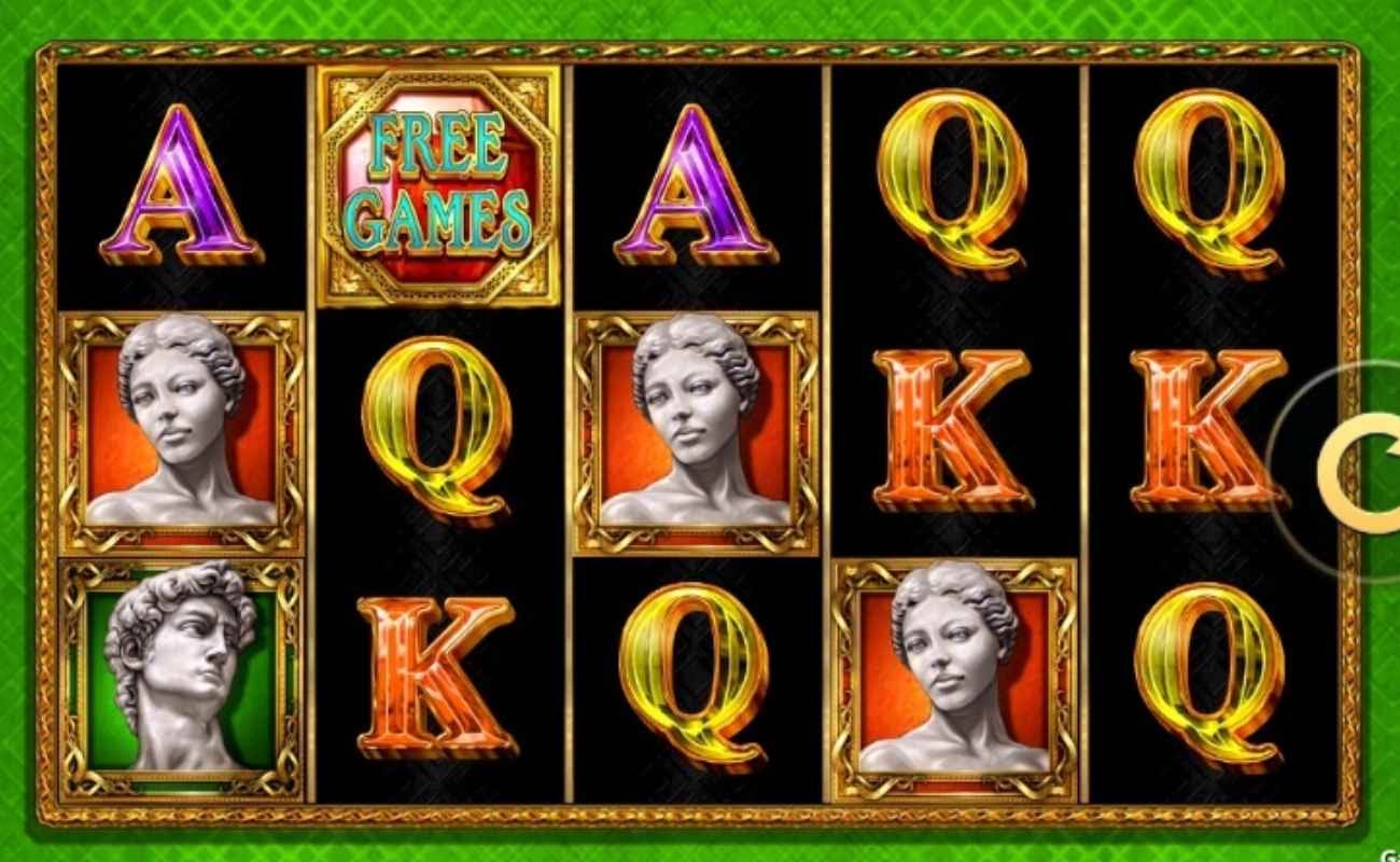 Screenshot of the reels in Michelangelo, an online slot by High 5 Games.
