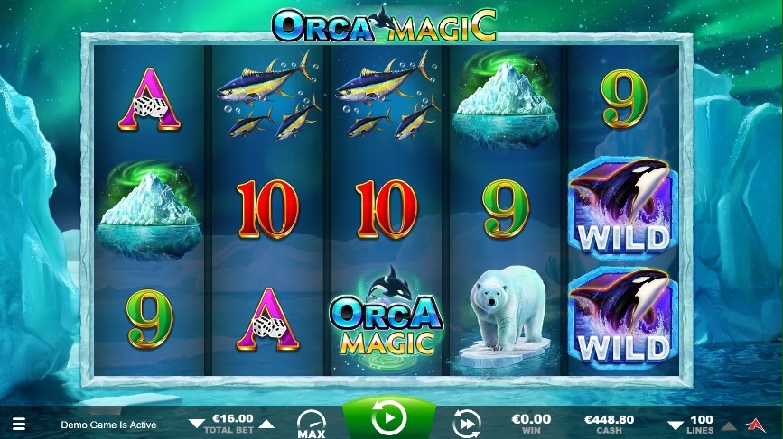 Screenshot of the reels in Orca Magic, an online slot by Ainsworth.