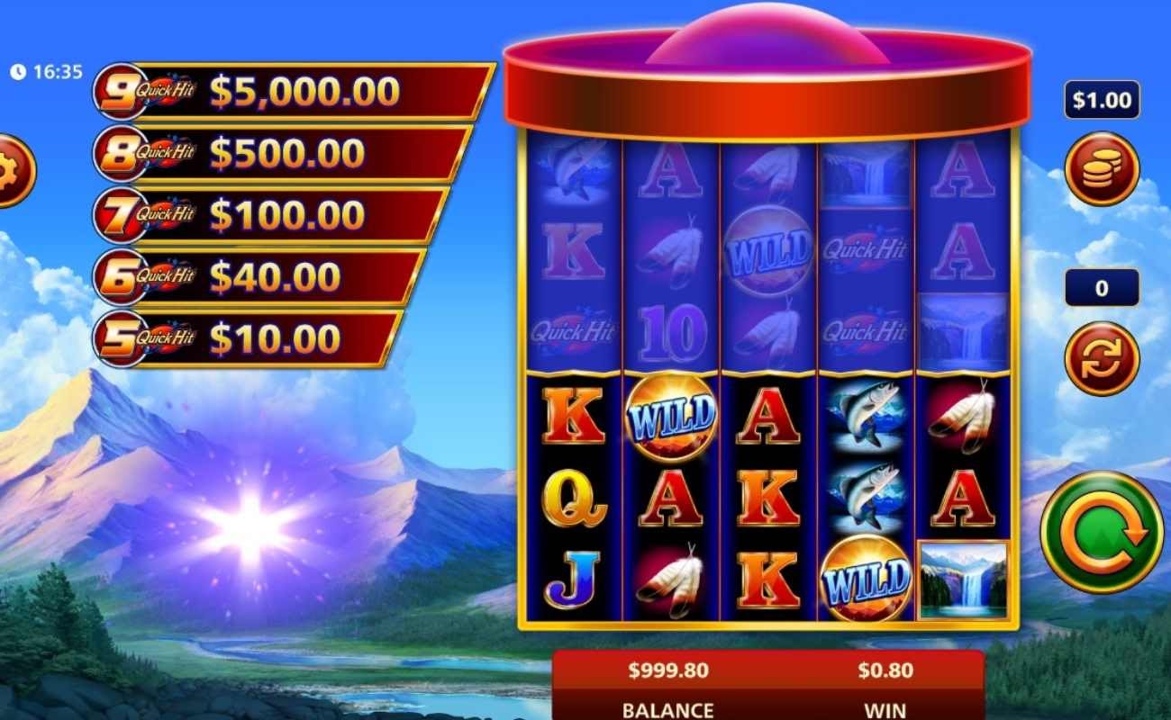 Screenshot of the reels in Quick Hit Ultra Pays Eagle Peak, an online slot by SG Digital.