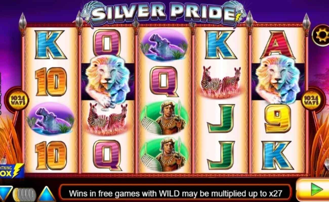 Screenshot of the reels in Silver Pride, an online slot by NYX/Lightning Box.
