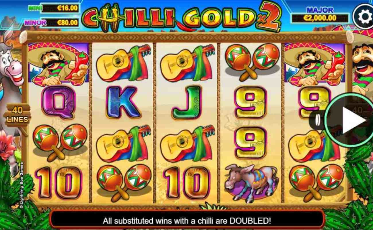Screenshot showing the reels of Stellar Jackpots Chilli Gold x2 online slot.