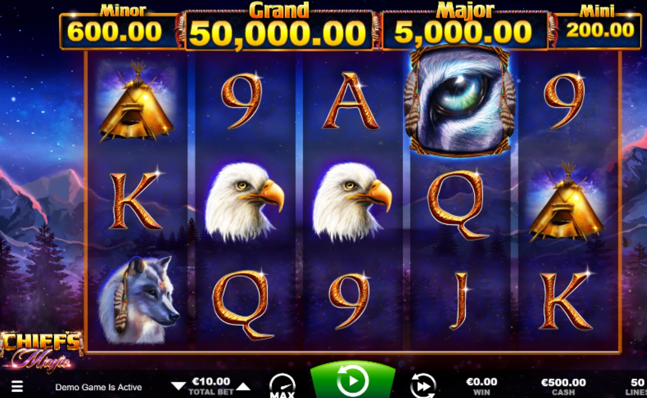 Screenshot of the reels in Chief’s Magic online slot.