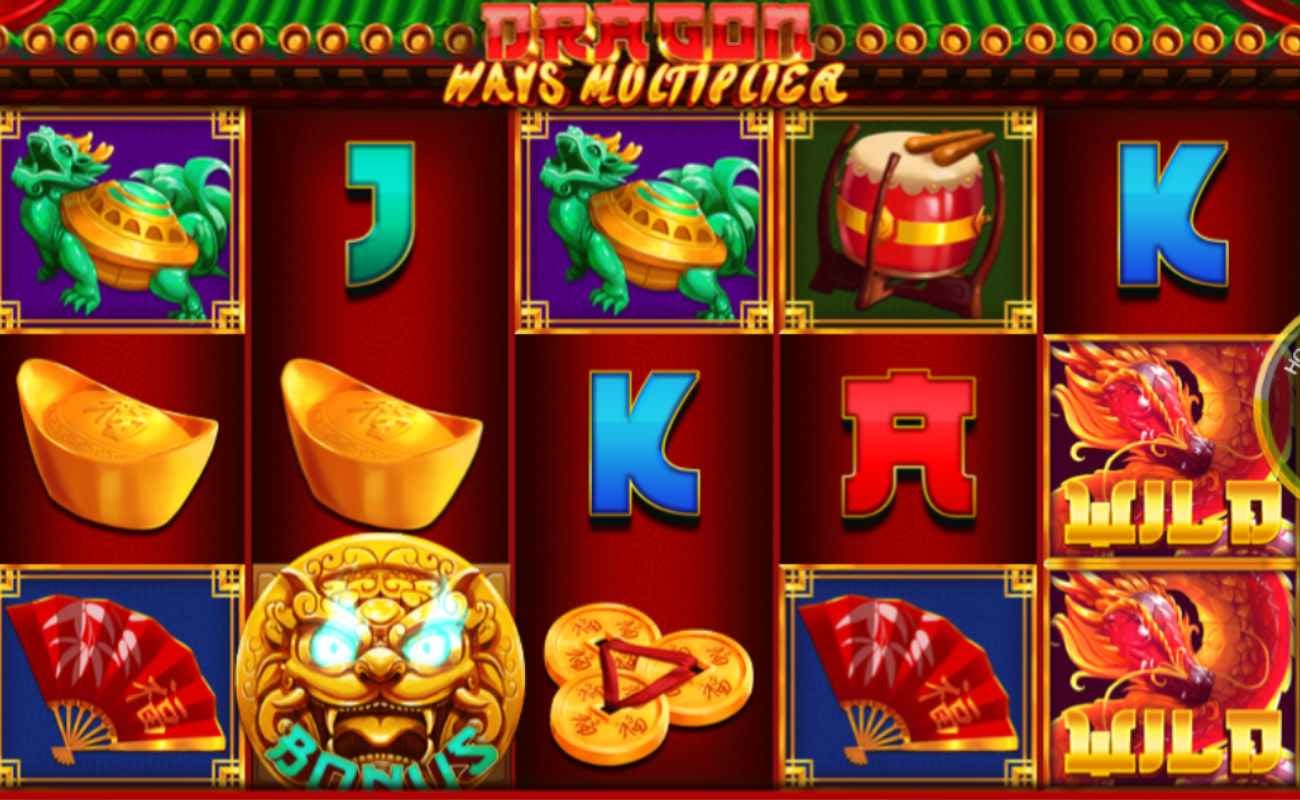 Screenshot of the reels in Dragon Ways Multiplier online slot.