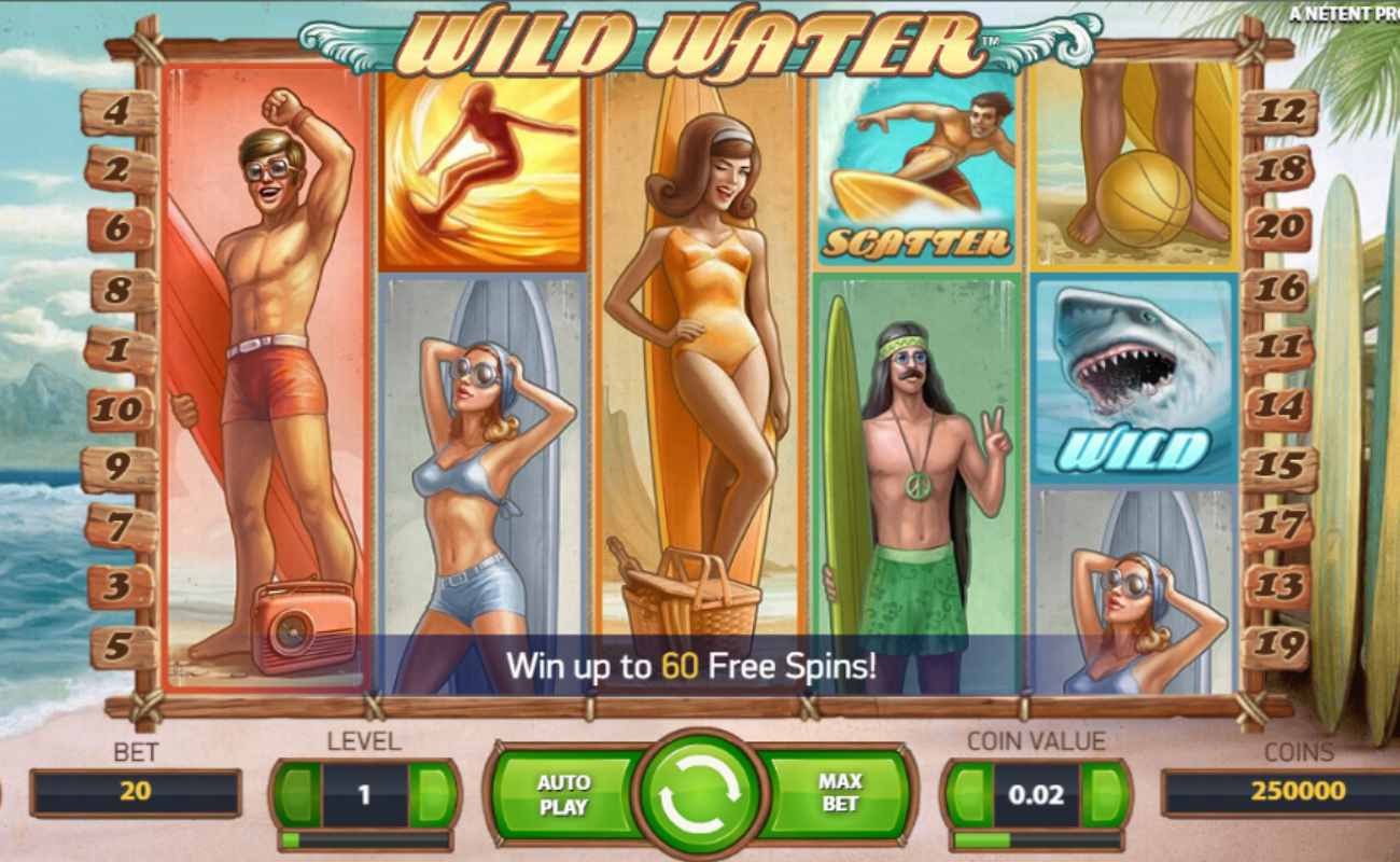Screenshot of the reels in Wild Water online slot.