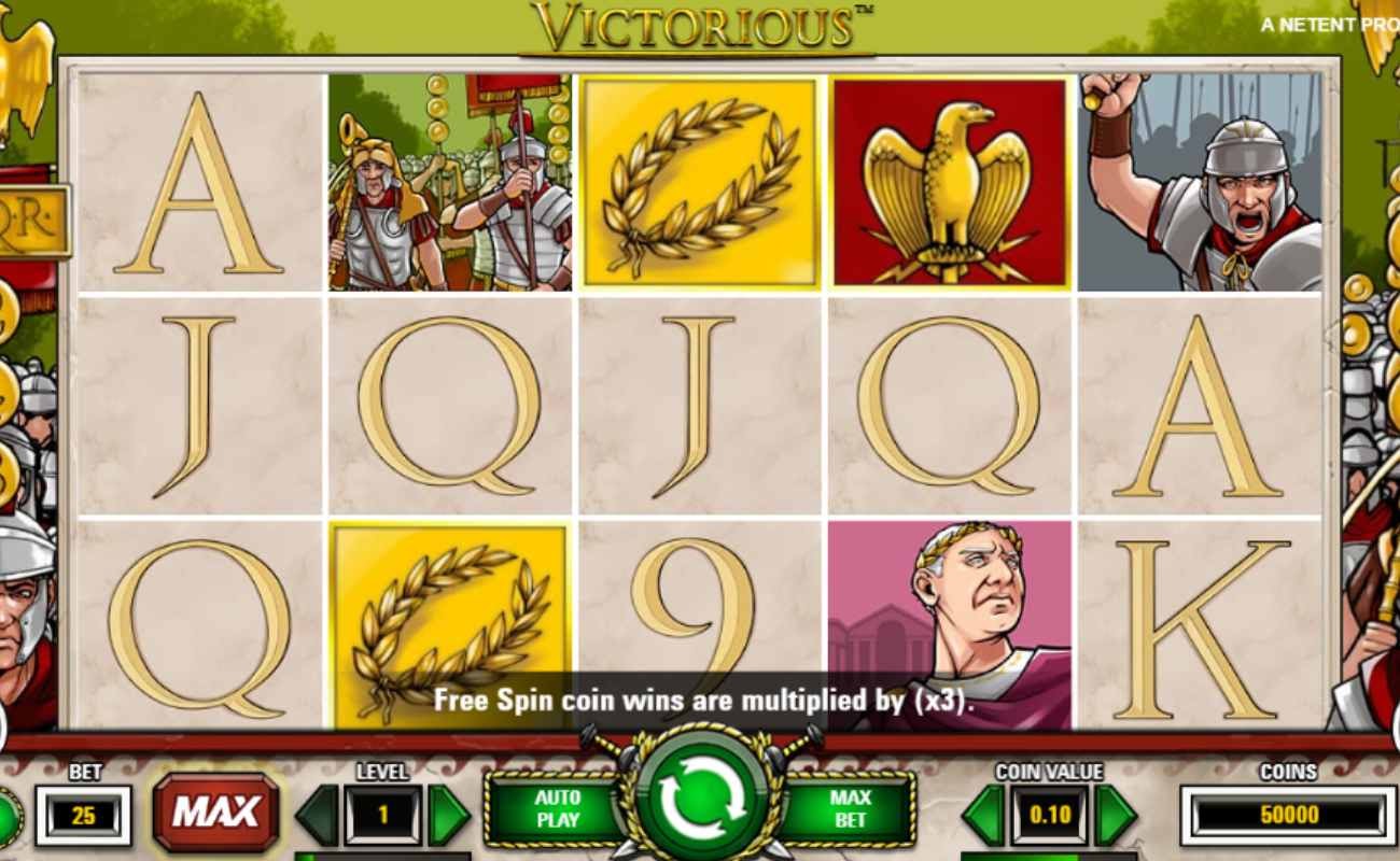 Screenshot of the reels in Victorious online slot.