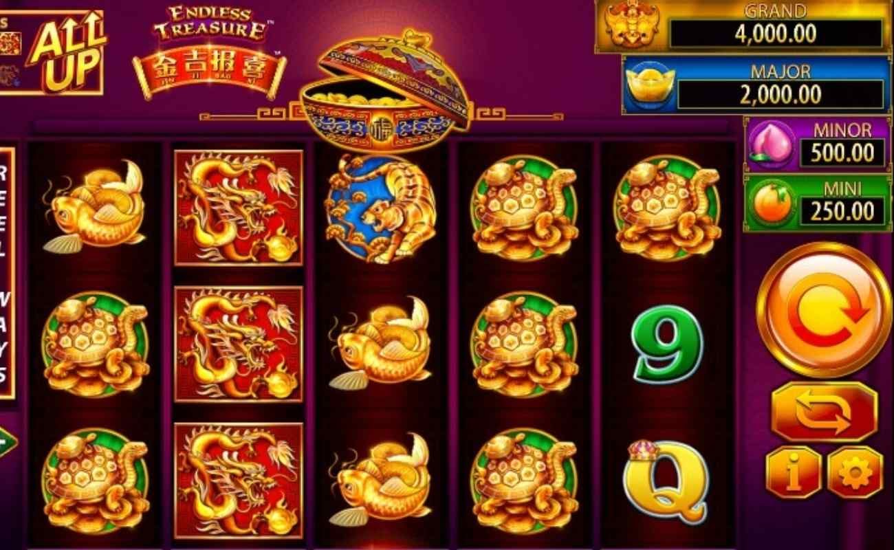 Screenshot of the reels in Jin Ji Bao Xi Endless Treasure online slot.