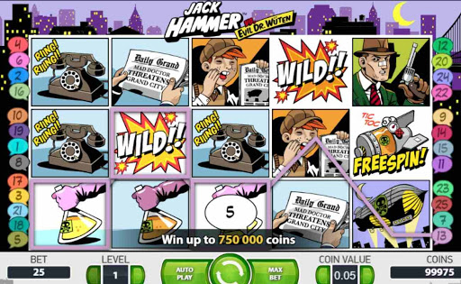 Screenshot of the reels in Jack Hammer online slot.