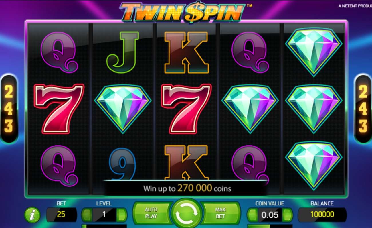 Screenshot of the reels in Twin Spin online slot.