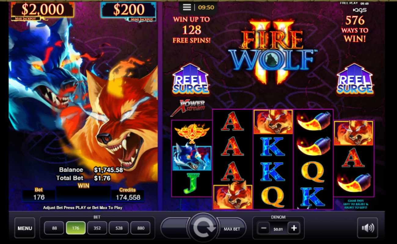 Fire Wolf II online casino slot game by AGS.