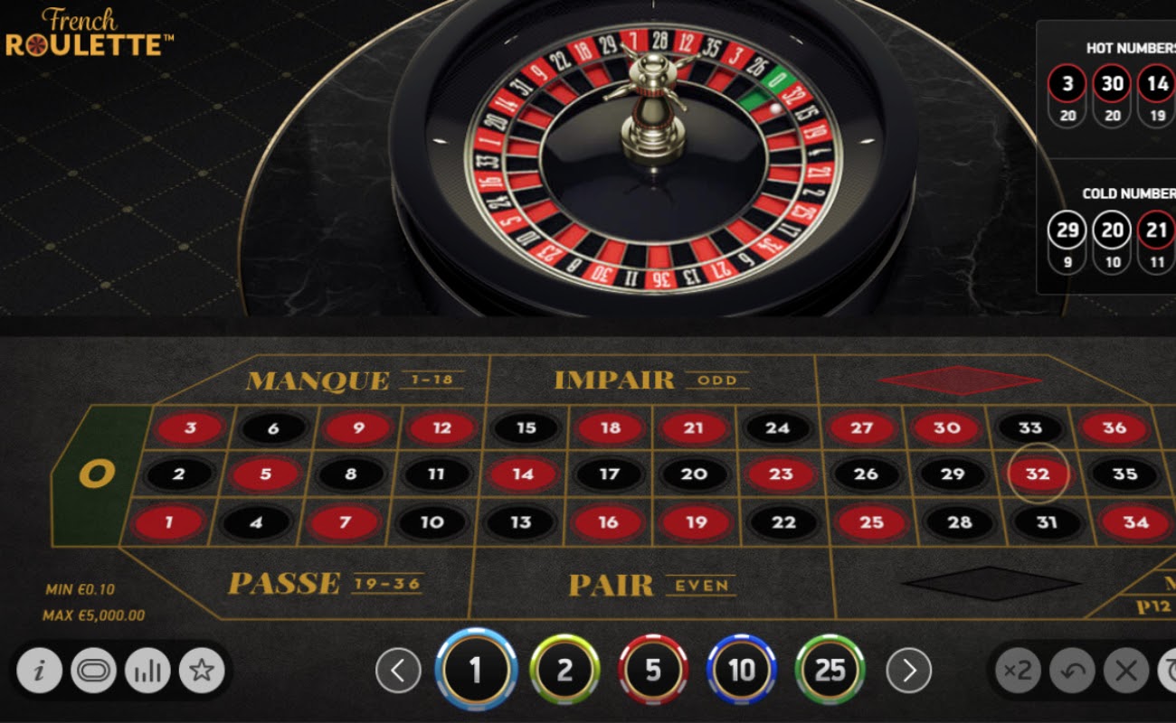 Screenshot of French Roulette by NetEnt.