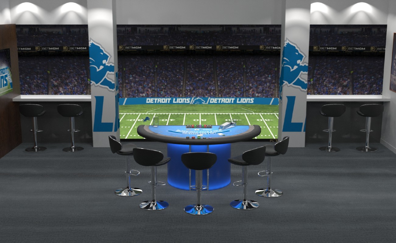 Screen play of the Detroit Lions blackjack game by BetMGM