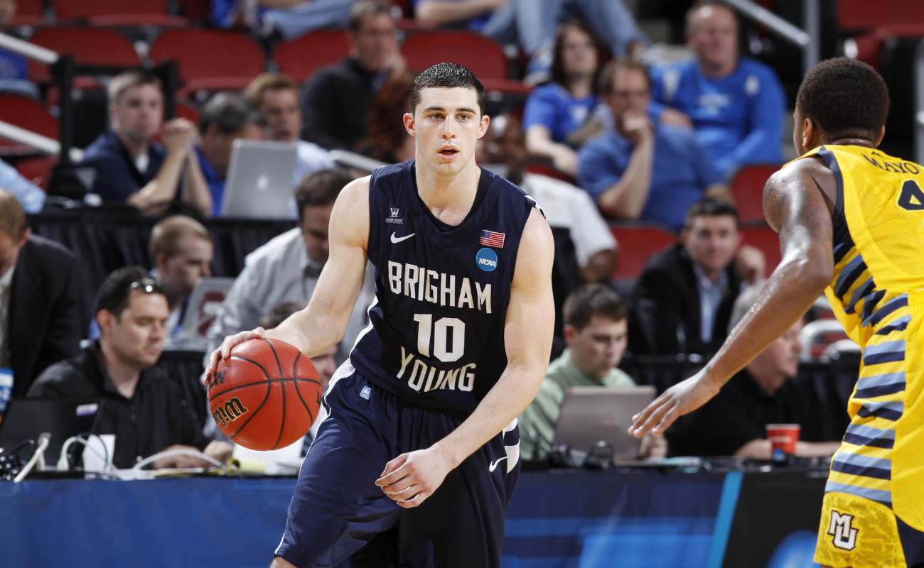 Matt Carlino of Brigham Young Cougars brings ball up court against Marquette Golden Eagles during 2012 NCAA Men's Basketball Tournament