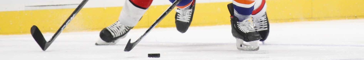 Two ice hockey players skating