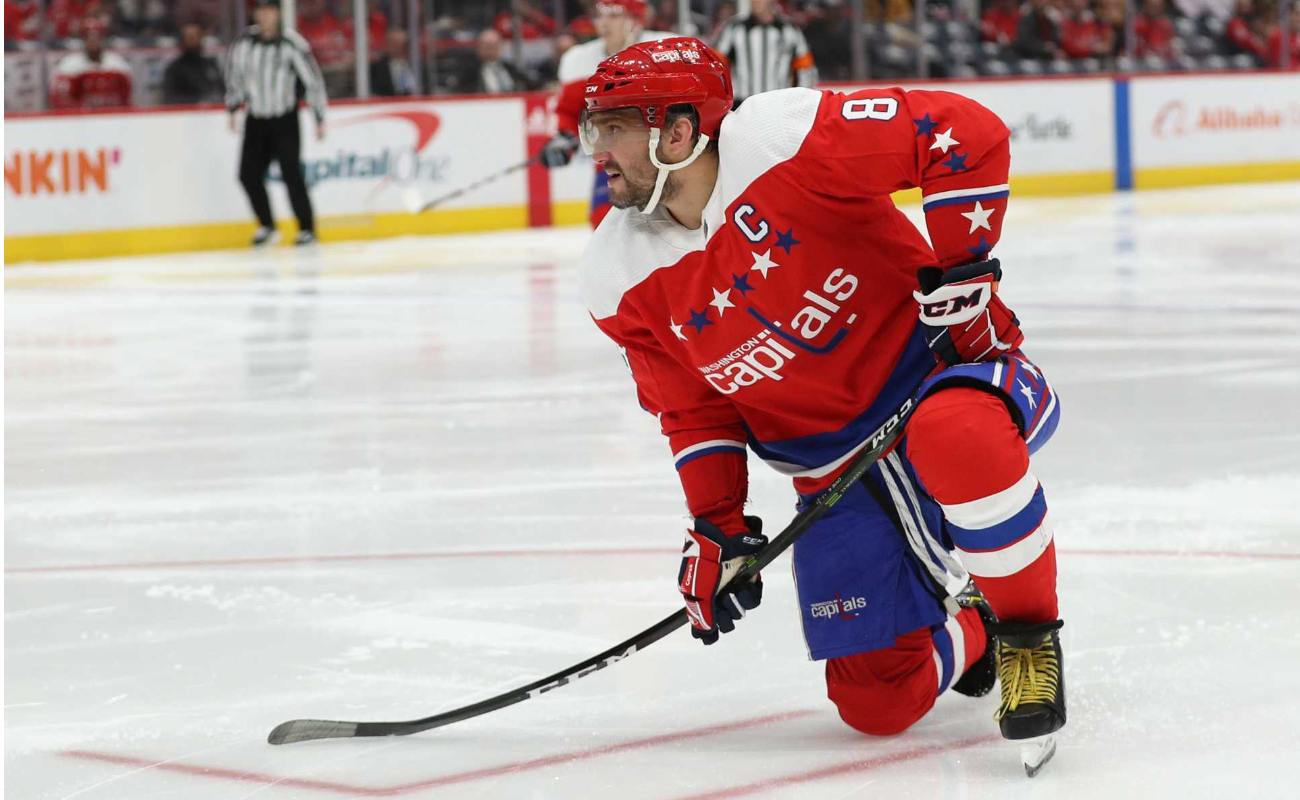Alex Ovechkin #8 of the Washington Capitals shoots the puck against the Philadelphia Flyers during the second period at Capital One Aren