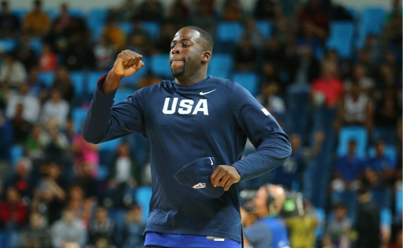 Draymond Green warming up with the USA basketball team