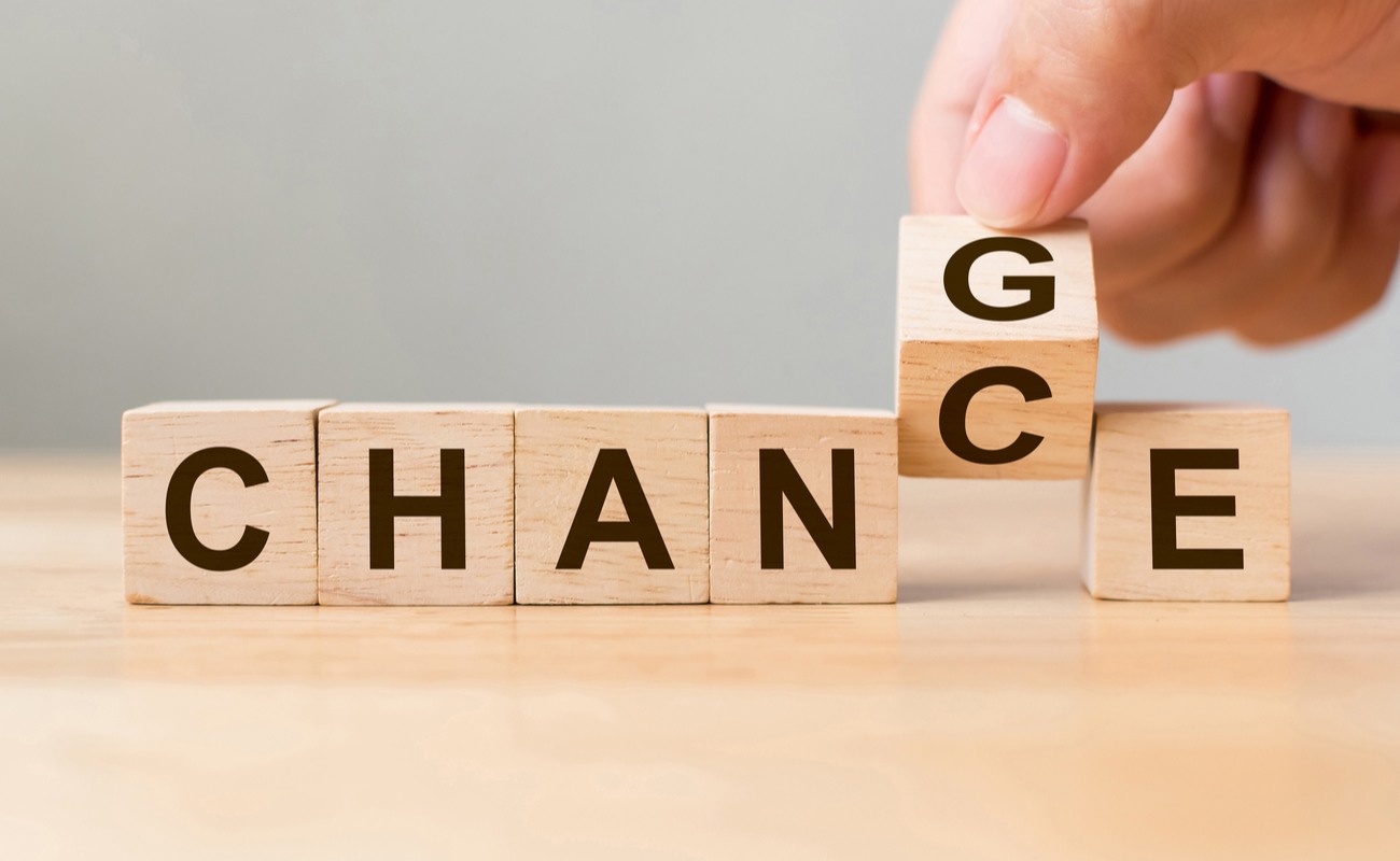 Wooden lettering cubes spelling out change