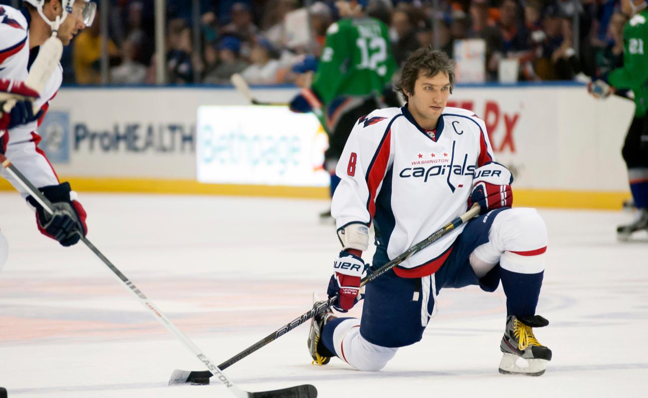 Alex Ovechkin of Washington Capitals warming up