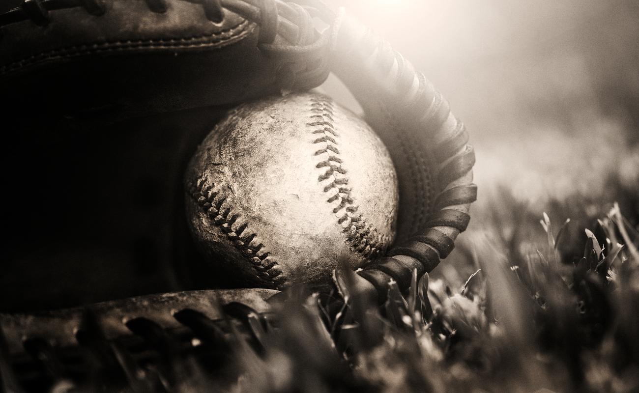 Ball and baseball glove