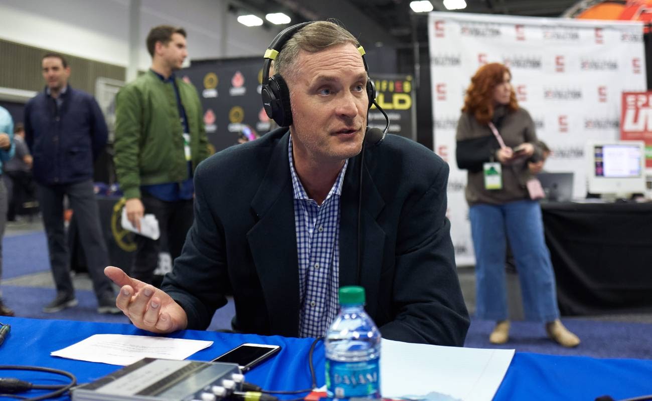 SiriusXM guest Christian Laettner during the NCAA final Four radio broadcast 2019