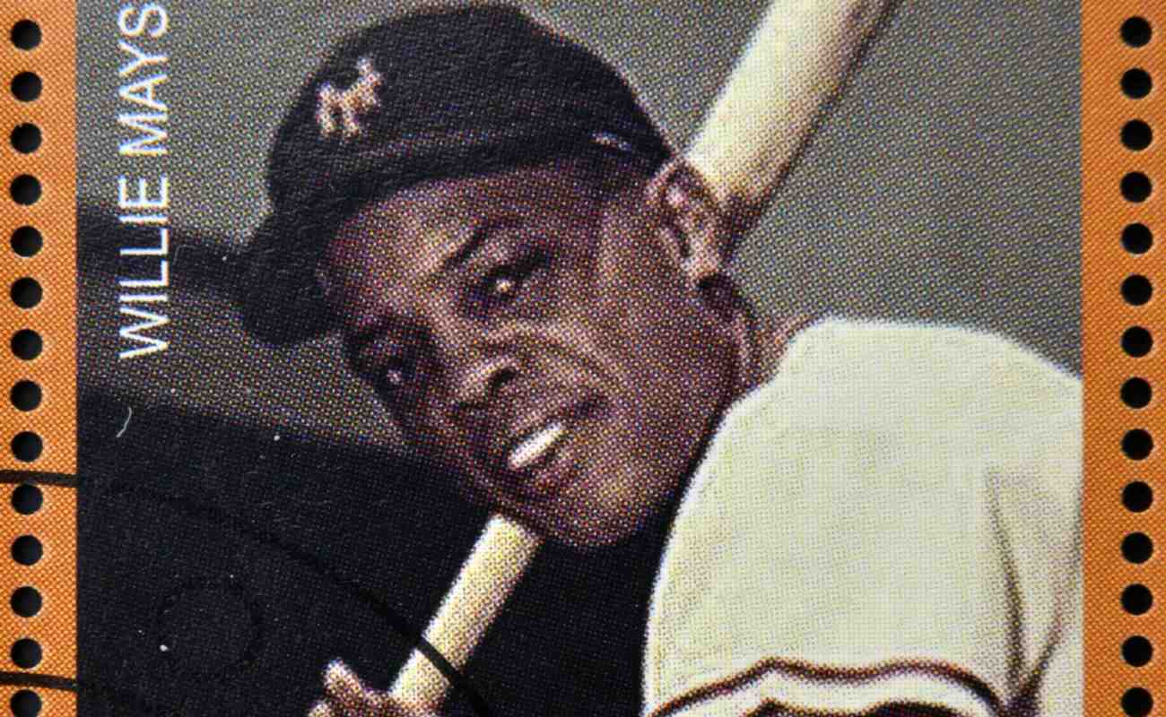 A stamp dedicated to greatest baseball players, shows Willie Mays