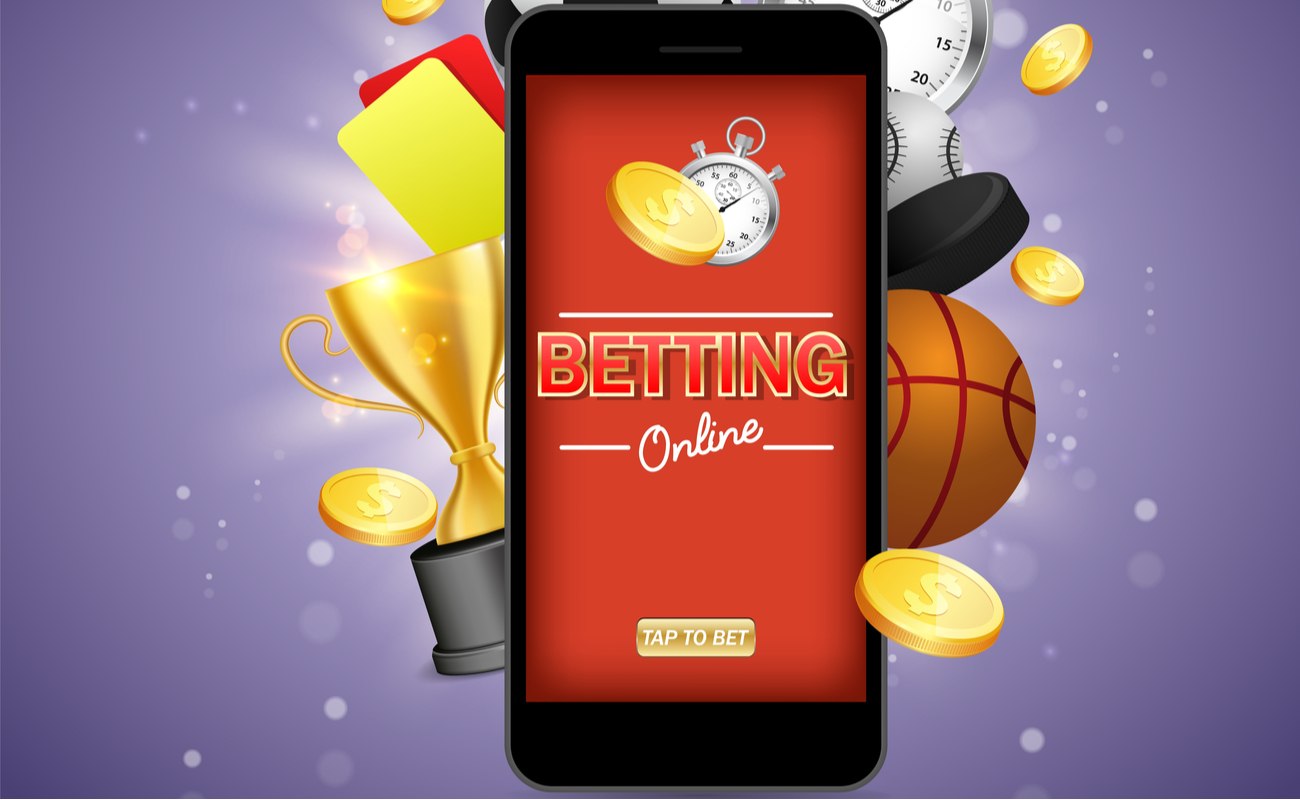 Online betting vector poster banner on purple background