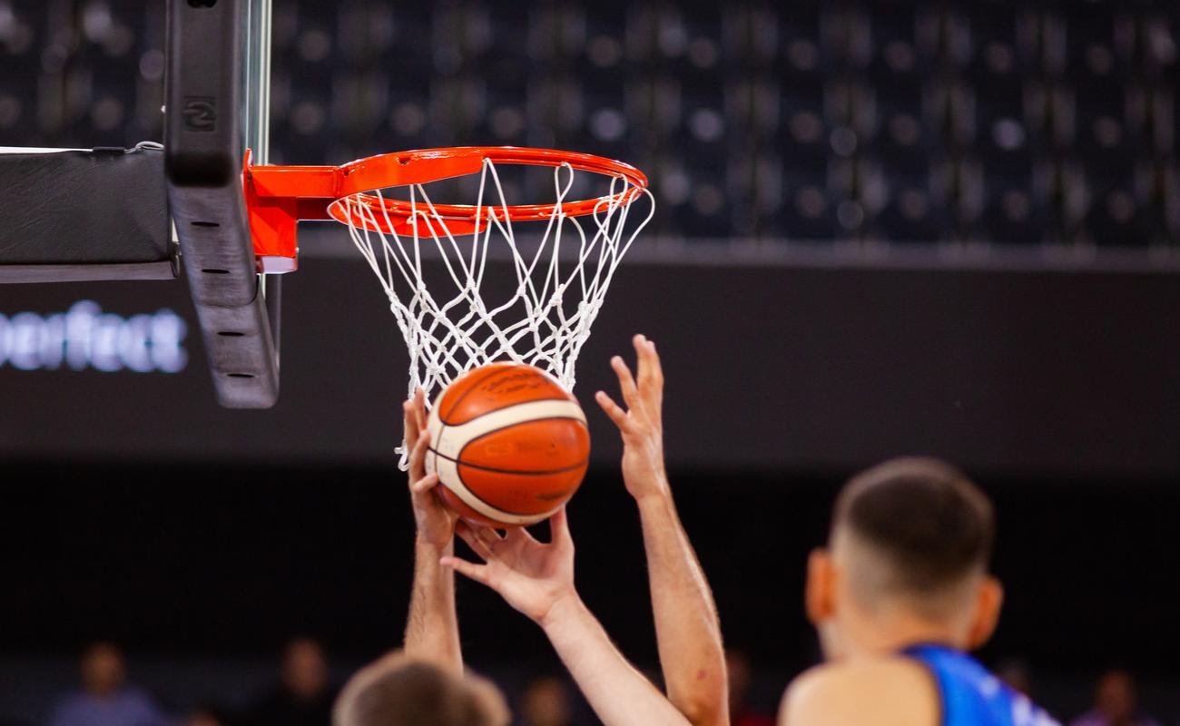 Basketball in a hoop