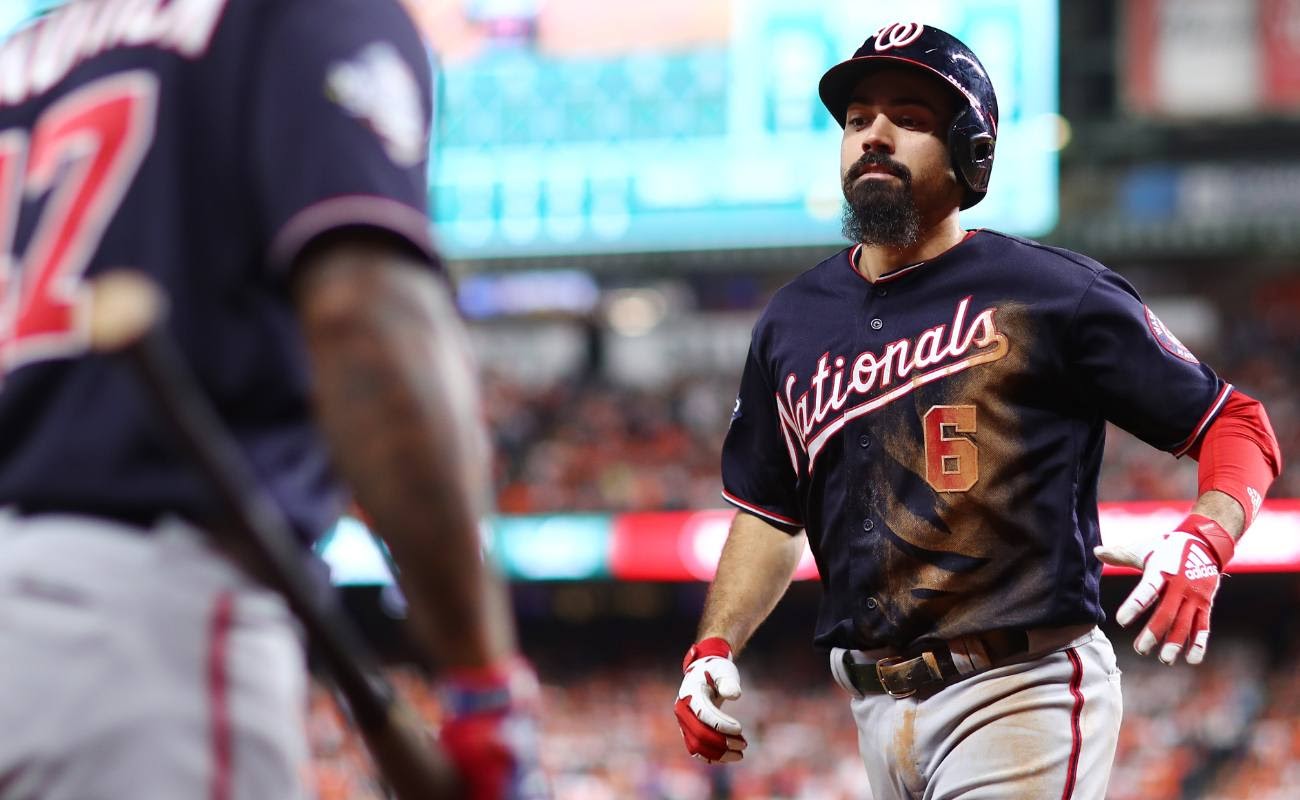Anthony Rendon #6 of the Washington Nationals hits a solo home run against the Houston Astros