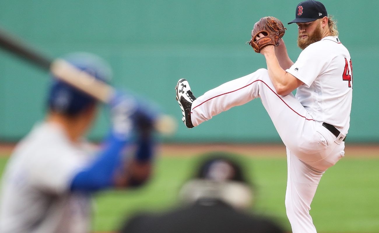 Andrew Cashner #48 of the Boston Red Sox pitches during game against Kansas City Royals