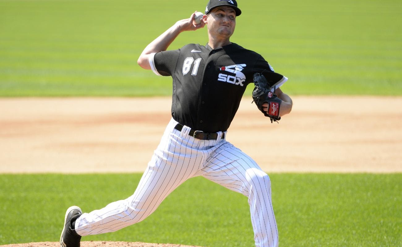Jimmy Lambert of the Chicago White Sox pitches during summer workouts as part of Major League Baseball Spring Training