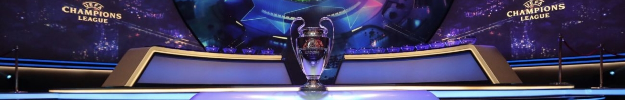 The Champions League Trophy Surrounded by Digital Screens