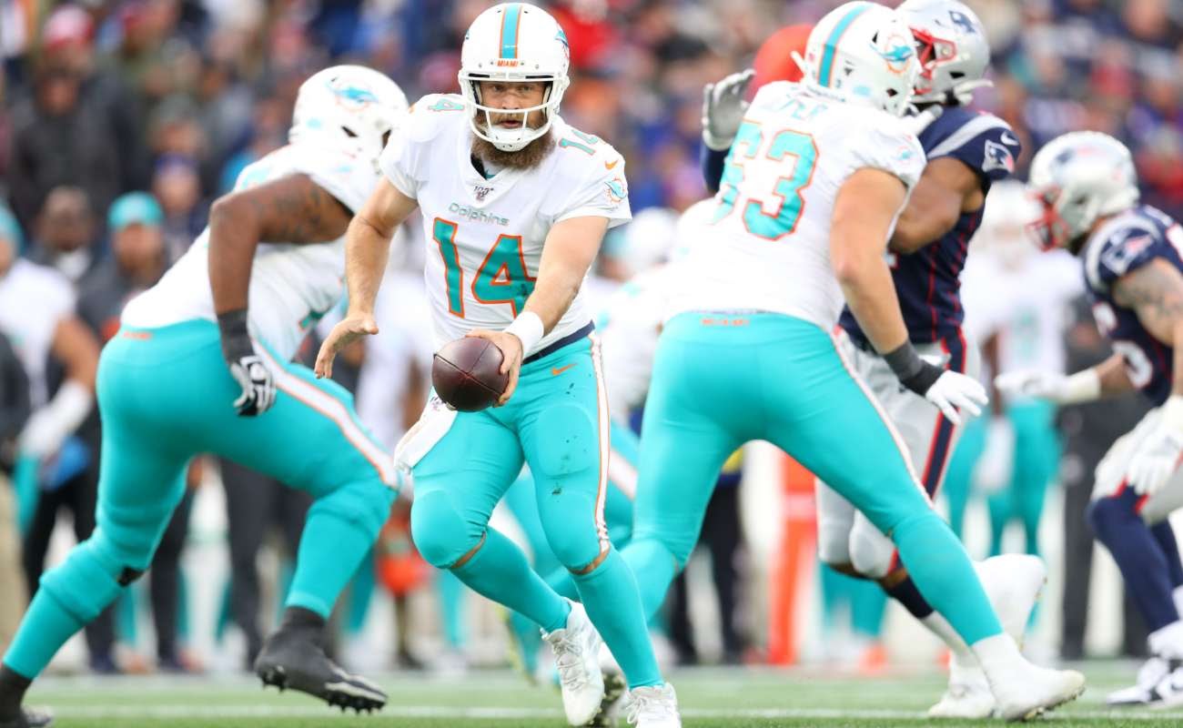 Ryan Fitzpatrickof Miami Dolphins during game against New England Patriots at Gillette Stadium
