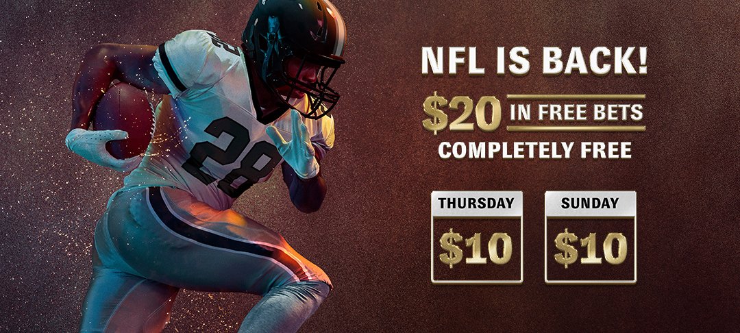BetMGM $20 free bet promotion for the NFL 2020 season banner