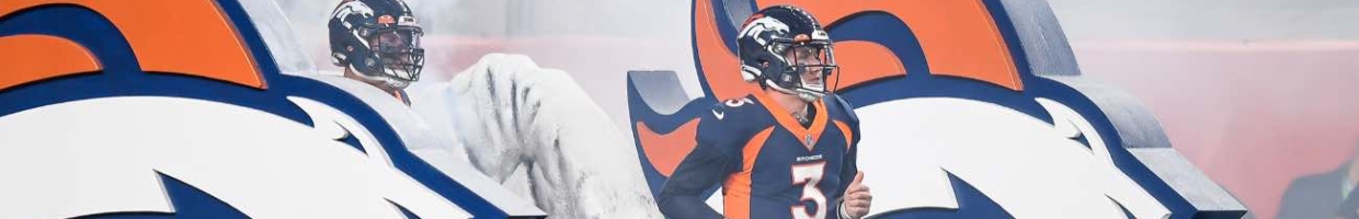 Drew Lock #3 of the Denver Broncos runs onto the field before a game against the Tennessee Titans at Empower Field September 2020