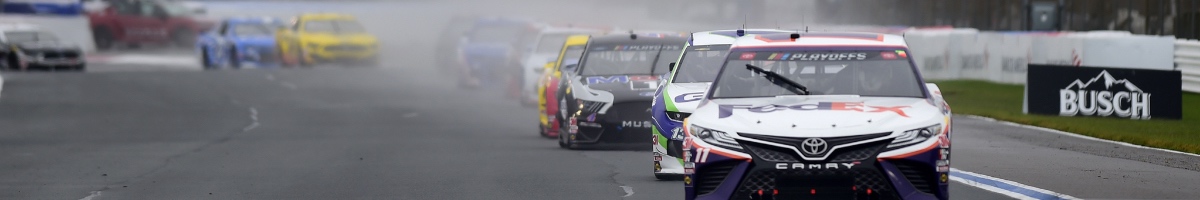 Denny Hamlin, driver of the #11 FedEx Ground Toyota, during the NASCAR Cup Series Bank of America Roval 400 October 2020
