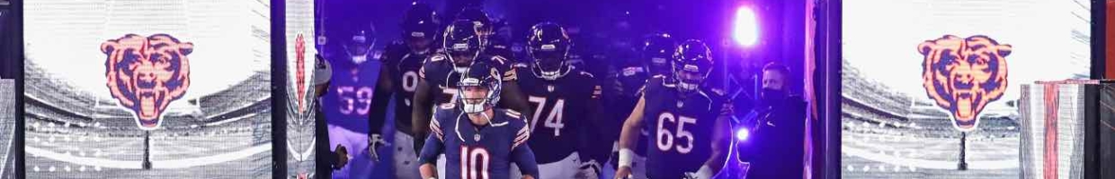 Members of the Chicago Bears run onto the field before a game against the Tampa Bay Buccaneers in October 2020