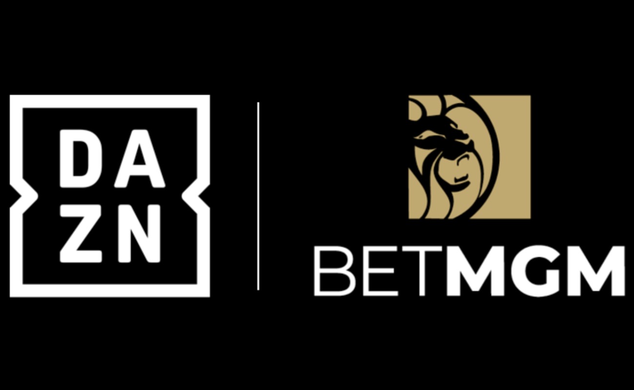 BetMGM logo next to the DAZN logo on a black background