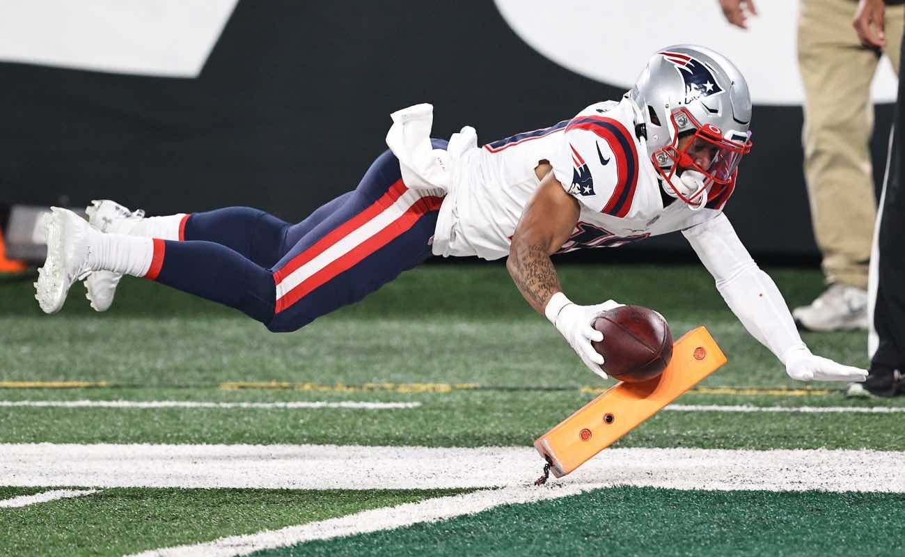 Damiere Byrd of New England Patriots against the New York Jets at MetLife Stadium November 2020