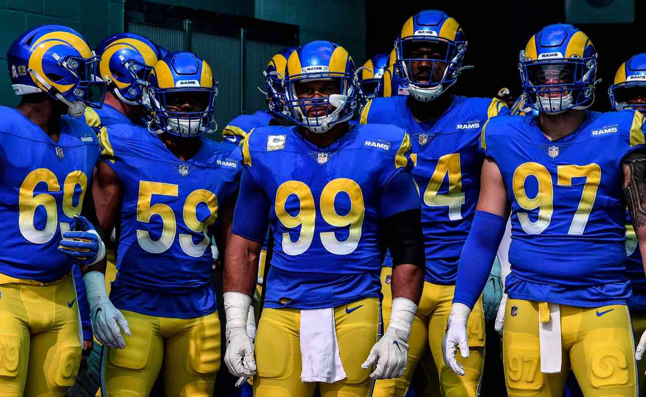 Aaron Donald of Los Angeles Rams against the Miami Dolphins at Hard Rock Stadium November2020.