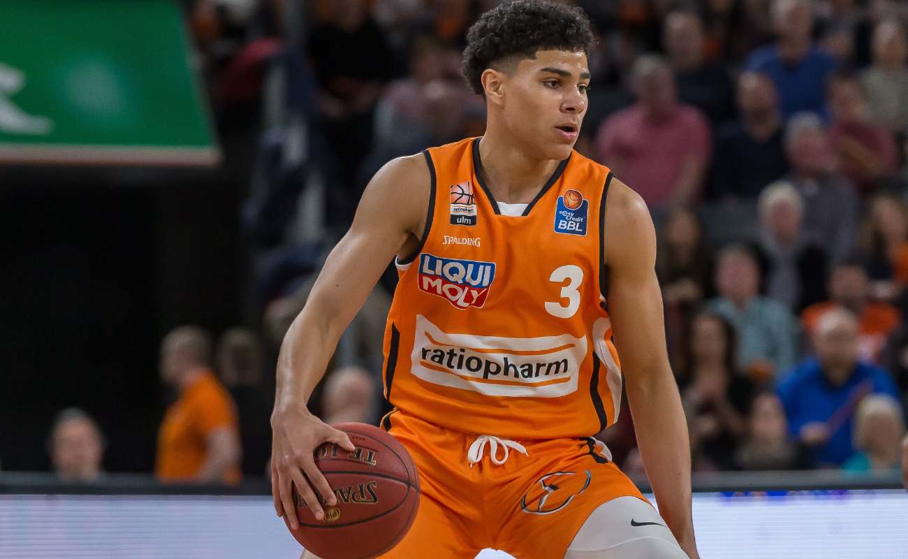 Killian Hayes controls the ball against MHP Riesen Ludwigsburg. Harry Langer/DeFodi Images via Getty Images