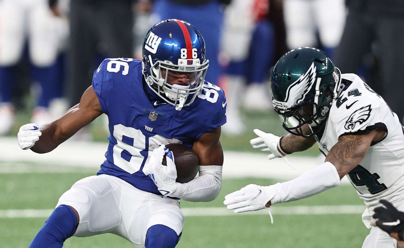 Darius Slayton of New York Giants against Darius Slay of Philadelphia Eagles at MetLife Stadium November 2020.